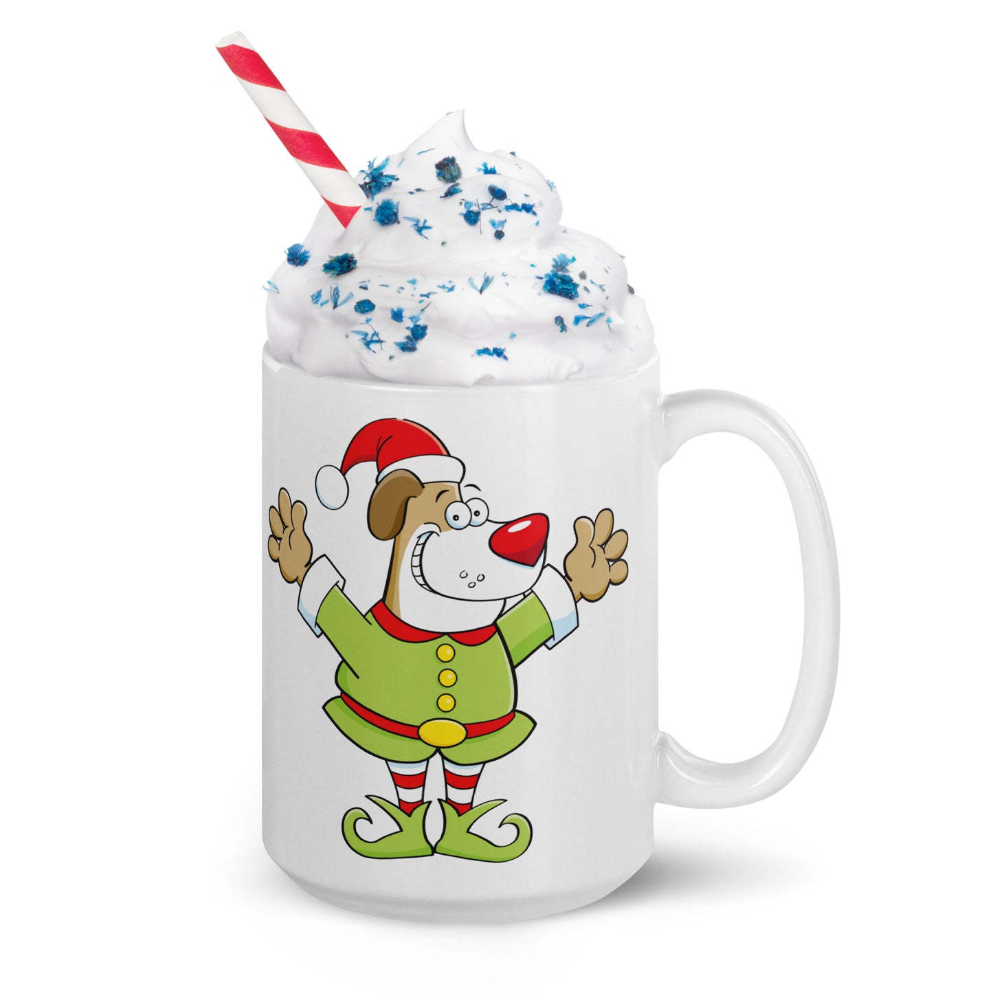 Santa Dog White glossy mug