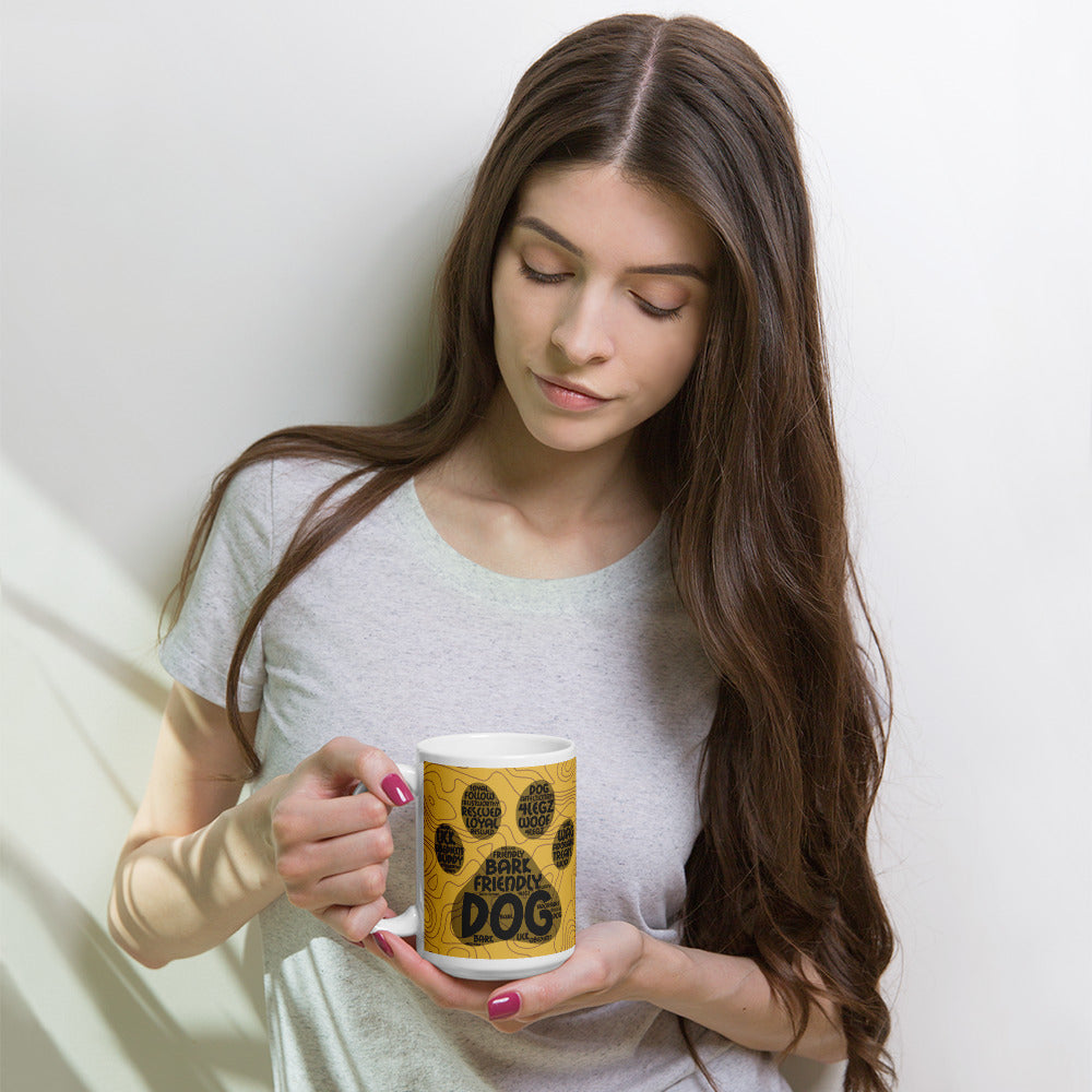 Dog Paw words White glossy mug