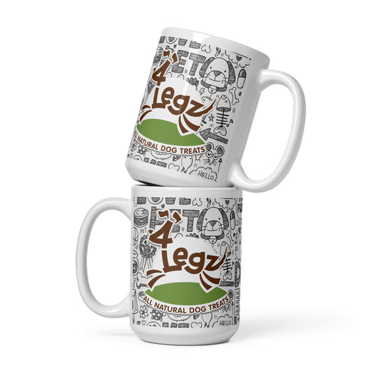 4Legz White glossy mug