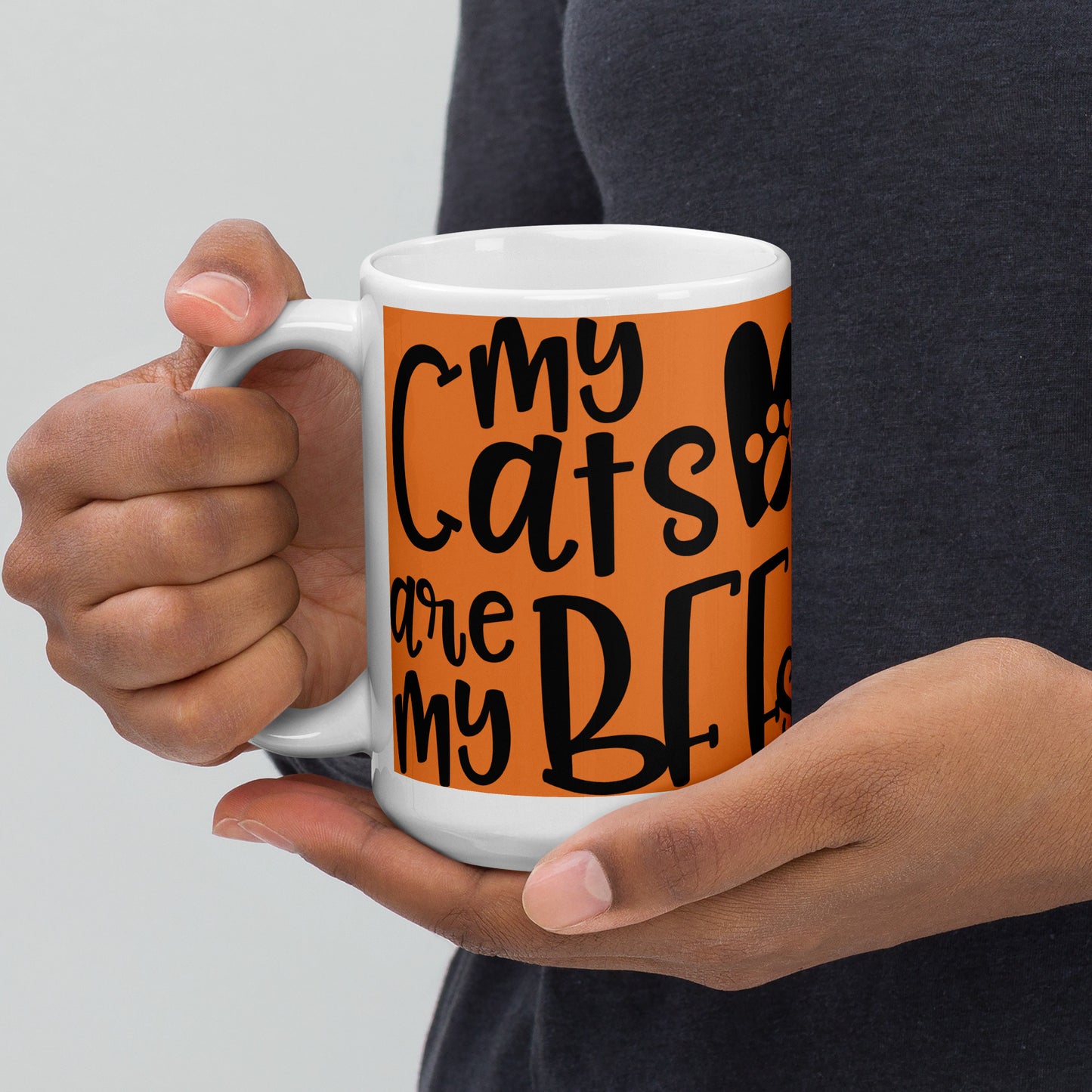 Cats are my BFF White glossy mug