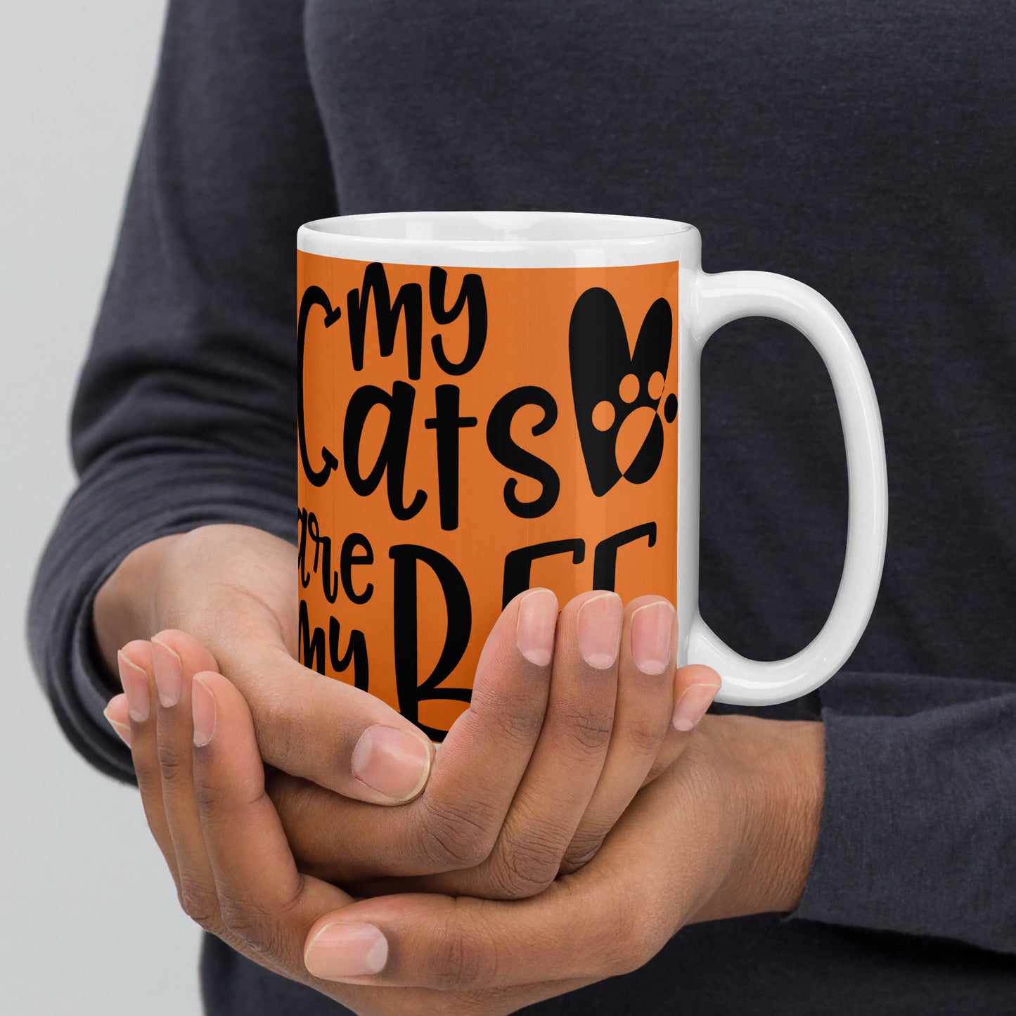 Cats are my BFF White glossy mug