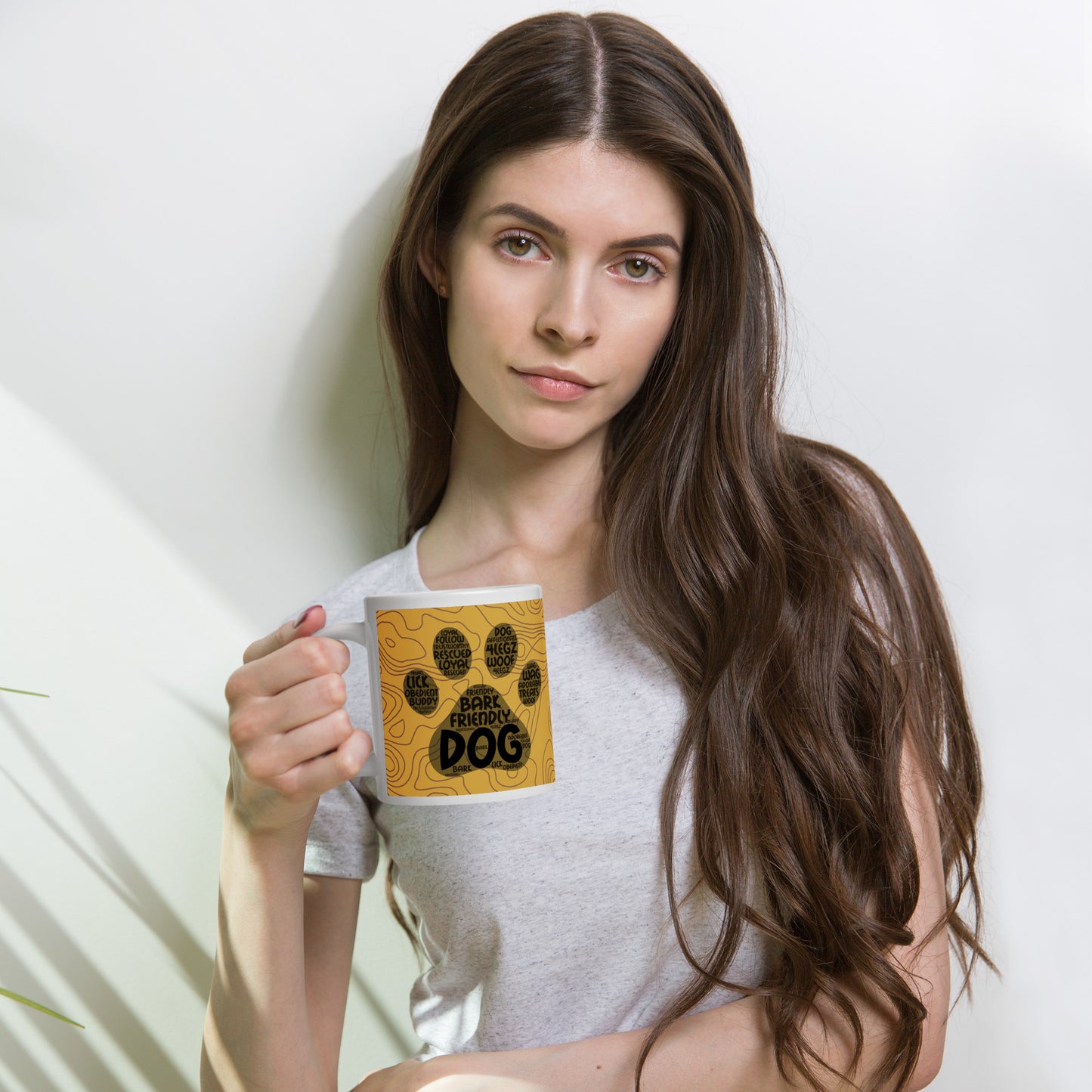 Dog Paw words White glossy mug