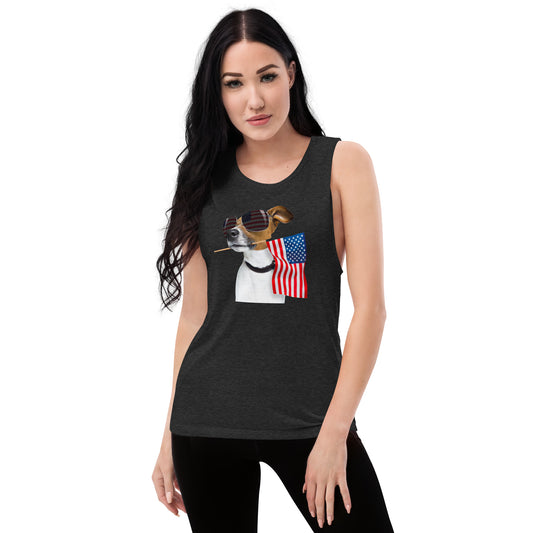 4th of July Dog Ladies’ Muscle Tank