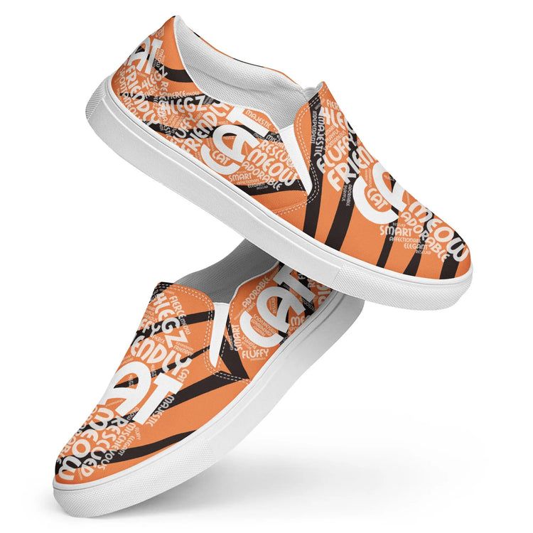 Cat Tiger Colors Slip-On Shoes for Women – Playful Canvas Footwear - 4Legz