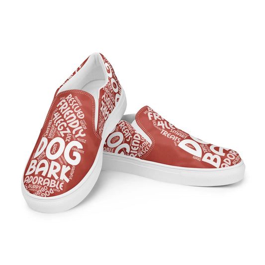 Dog Play on Words Shoes - Red Women’s Slip-On Canvas Shoes - 4Legz