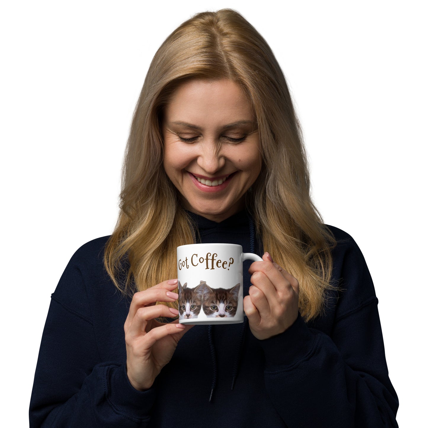 Got Coffee Cat White glossy mug