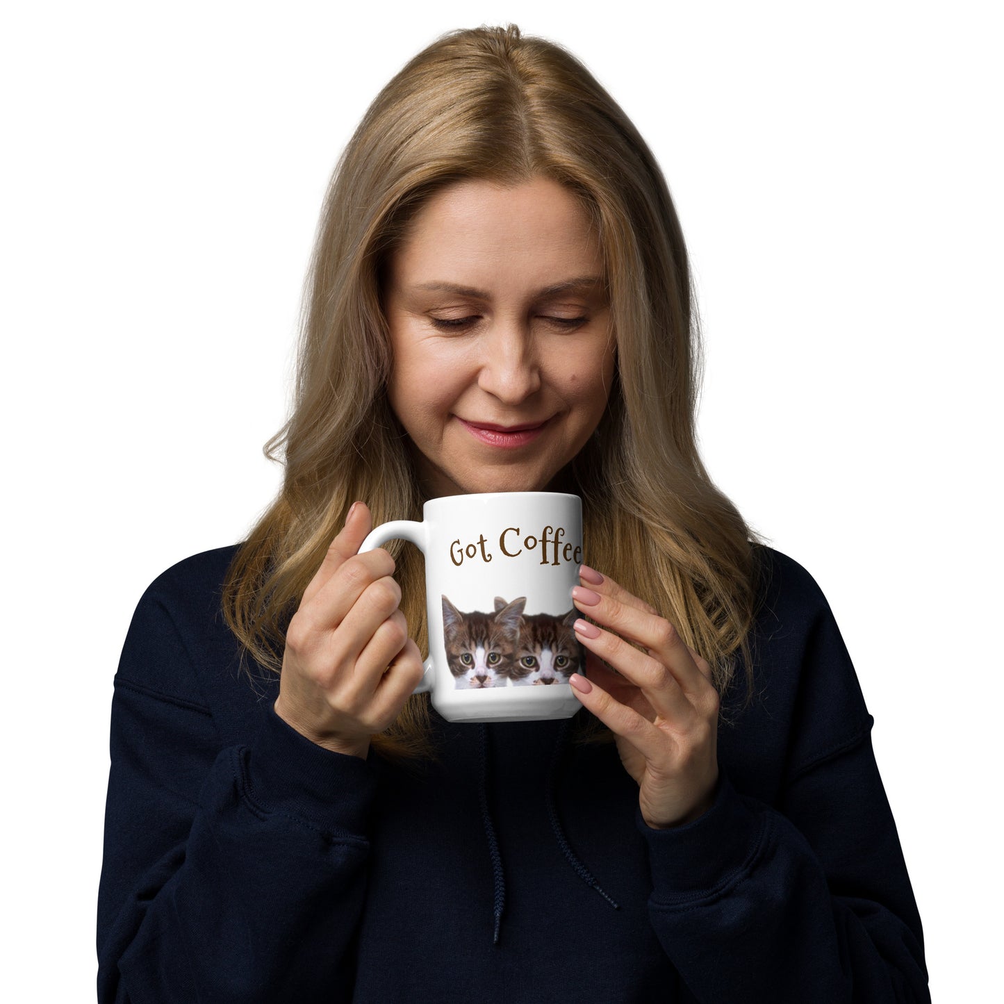 Got Coffee Cat White glossy mug