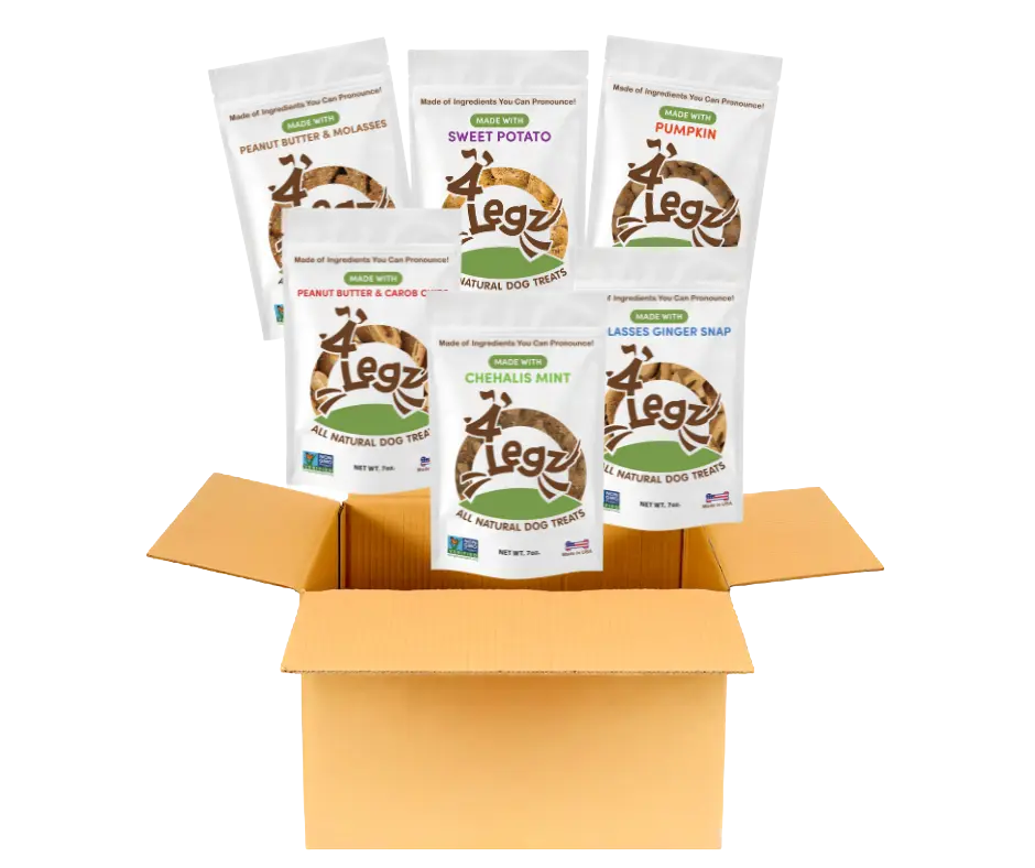 Treats Gift Box for Dogs - 6 Pack of Delicious Dog Treats - 4Legz
