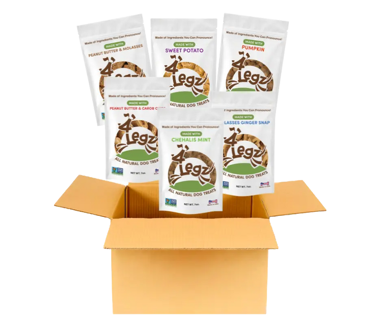 Treats Gift Box for Dogs - 6 Pack of Delicious Dog Treats - 4Legz