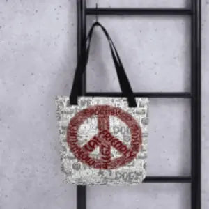Peace Sign Cat Tote Bag - Stylish and Fun Cat-Themed Accessory - 4Legz
