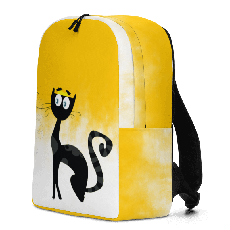 Black Cat with Yellow Background Minimalist Backpack