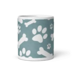 Bones and Paws Teal White glossy mug - 4Legz