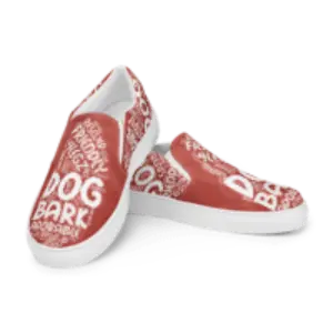 Dog Play on Words Shoes - Red Women’s Slip-On Canvas Shoes - 4Legz
