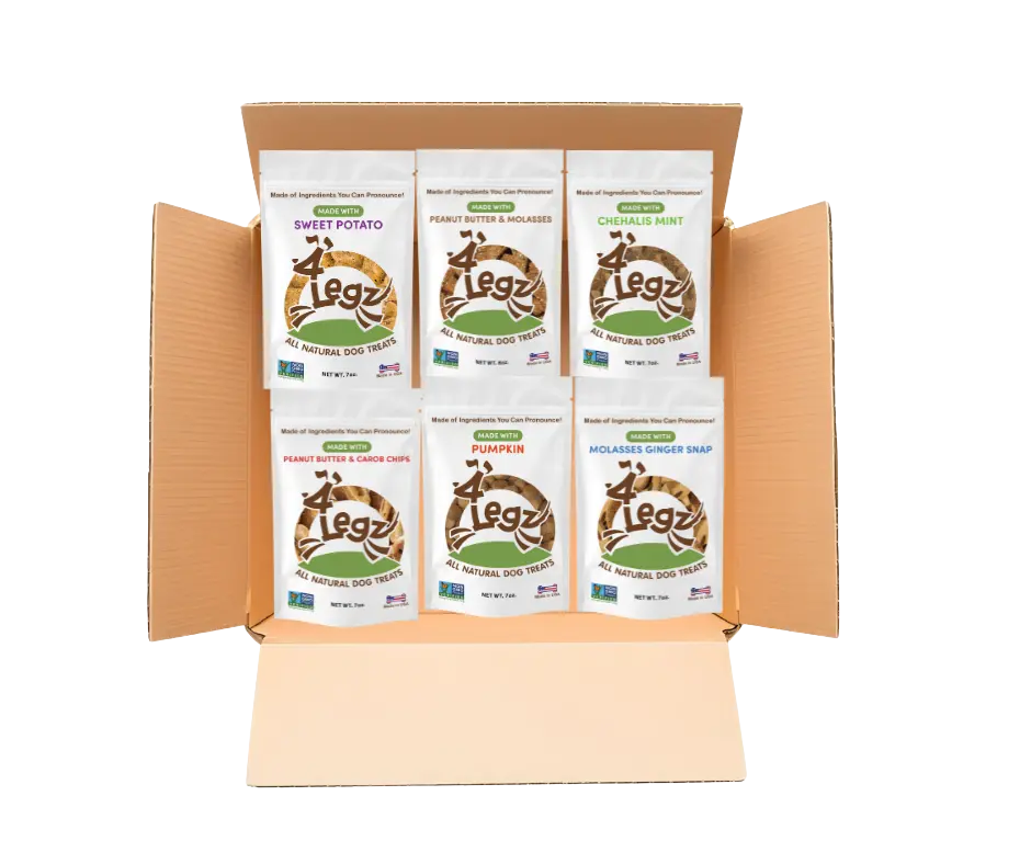 Treats Gift Box for Dogs - 6 Pack of Delicious Dog Treats - 4Legz