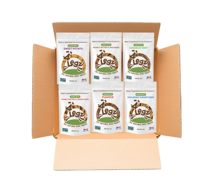 Treats Gift Box for Dogs - 6 Pack of Delicious Dog Treats - 4Legz