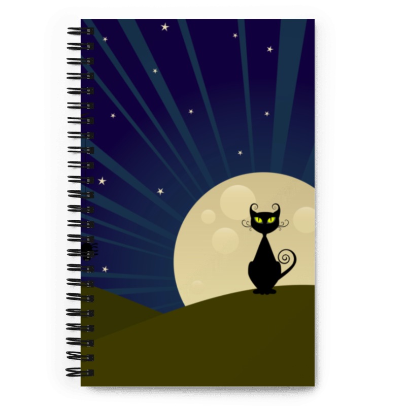 Yellow Moon with Cat Spiral notebook