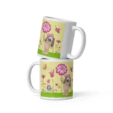 Dog Lover Mug - Doggy Love Flowers White Glossy Mug for Dog Lovers - 4Legz