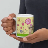 Dog Lover Mug - Doggy Love Flowers White Glossy Mug for Dog Lovers - 4Legz