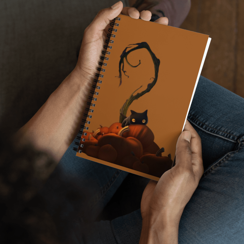 Kitty Cat and Pumpkin Spiral notebook