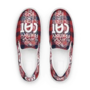 Cat Play on Words Red and Blue Women’s slip-on canvas shoes - 4Legz