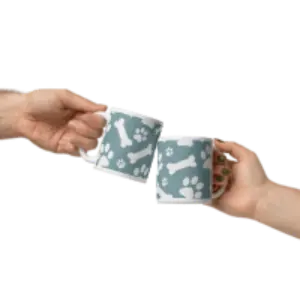 Bones and Paws Teal White glossy mug - 4Legz