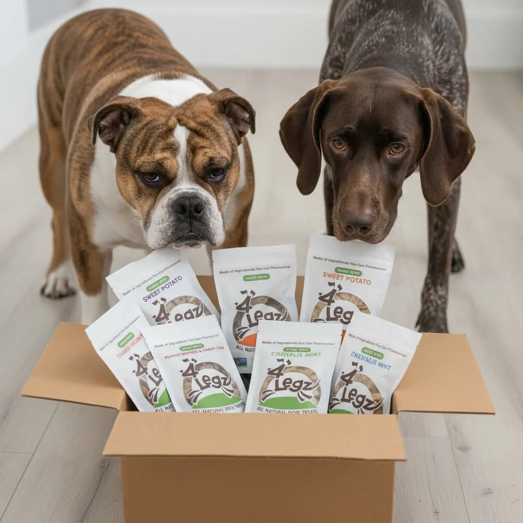 Treats Gift Box for Dogs - 6 Pack of Delicious Dog Treats - 4Legz