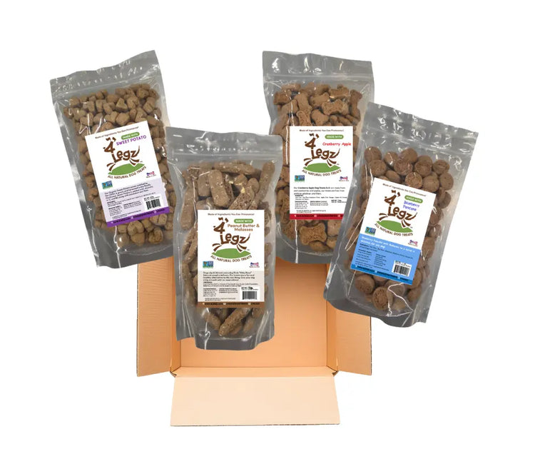 Doggy Box- with 4 pack of 1 lbs Bags Treats! - Want Monthly? FREE SHIPPING! 4Legz