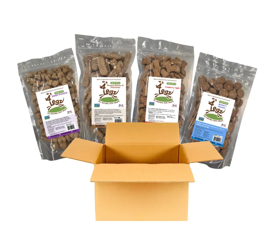 Doggy Box- with 4 pack of 1 lbs Bags Treats! - Want Monthly? FREE SHIPPING! 4Legz
