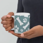 Bones and Paws Teal White glossy mug - 4Legz