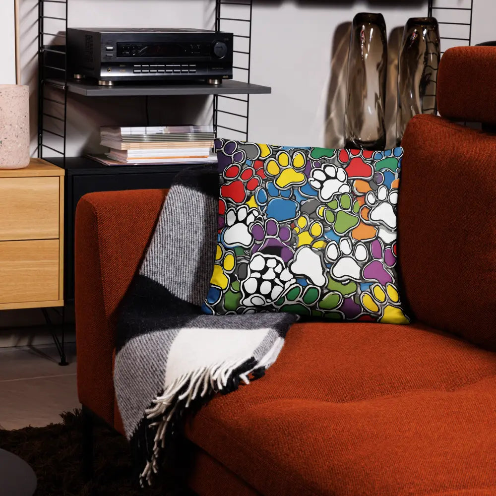Paws Bursting in Colors Basic Pillow - 4Legz