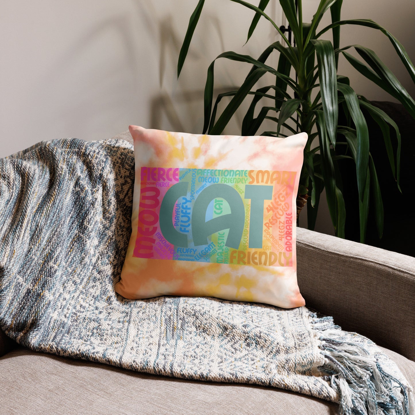 Cat Rainbow Basic Pillow