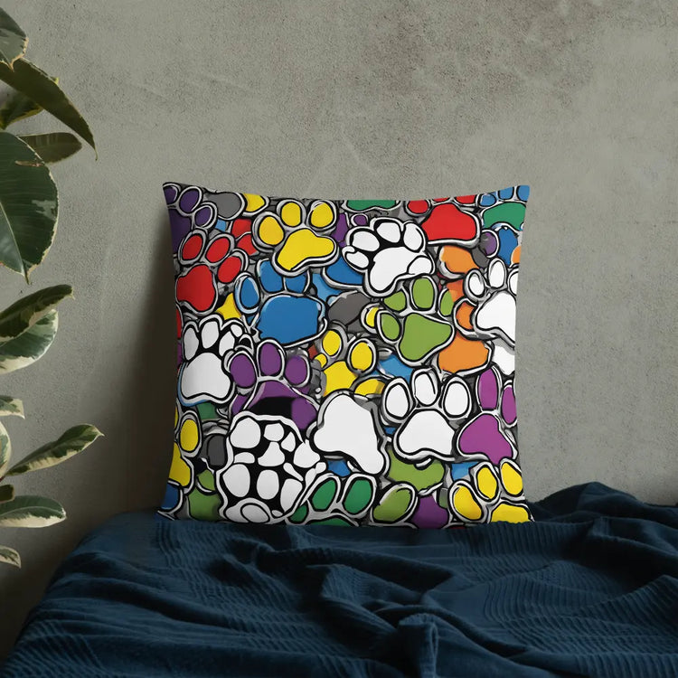 Paws Bursting in Colors Basic Pillow - 4Legz
