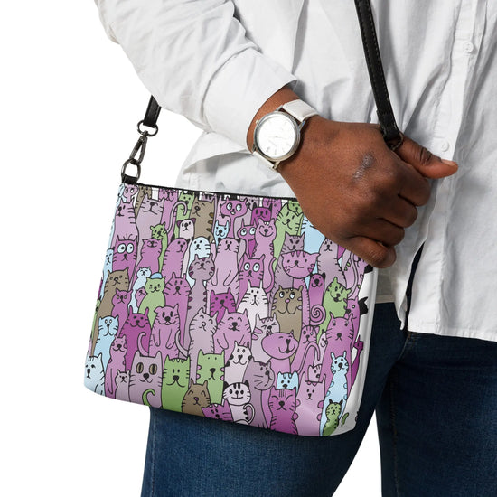 Cat All Over Crossbody Bag - Stylish Cat Crossbody Bag for Cat Lovers - 4Legz