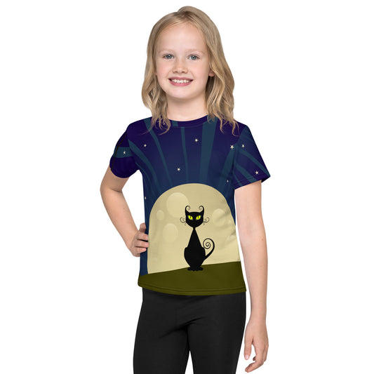 Cat and the Moon Kids crew neck t-shirt