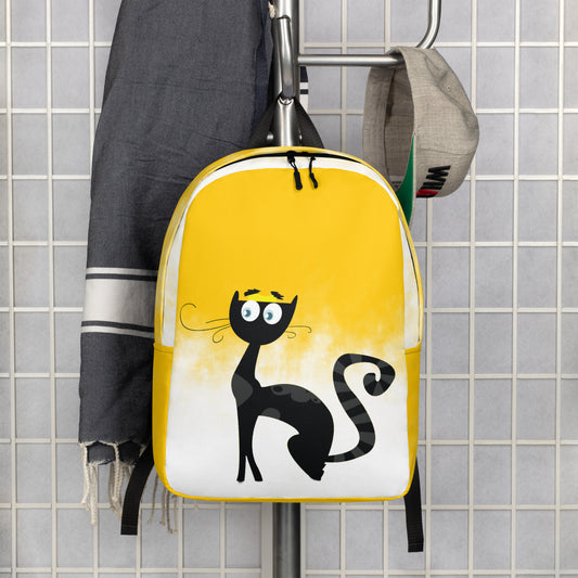 Black Cat with Yellow Background Minimalist Backpack