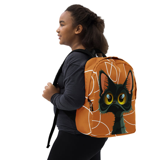 Cat with Orange background Minimalist Backpack