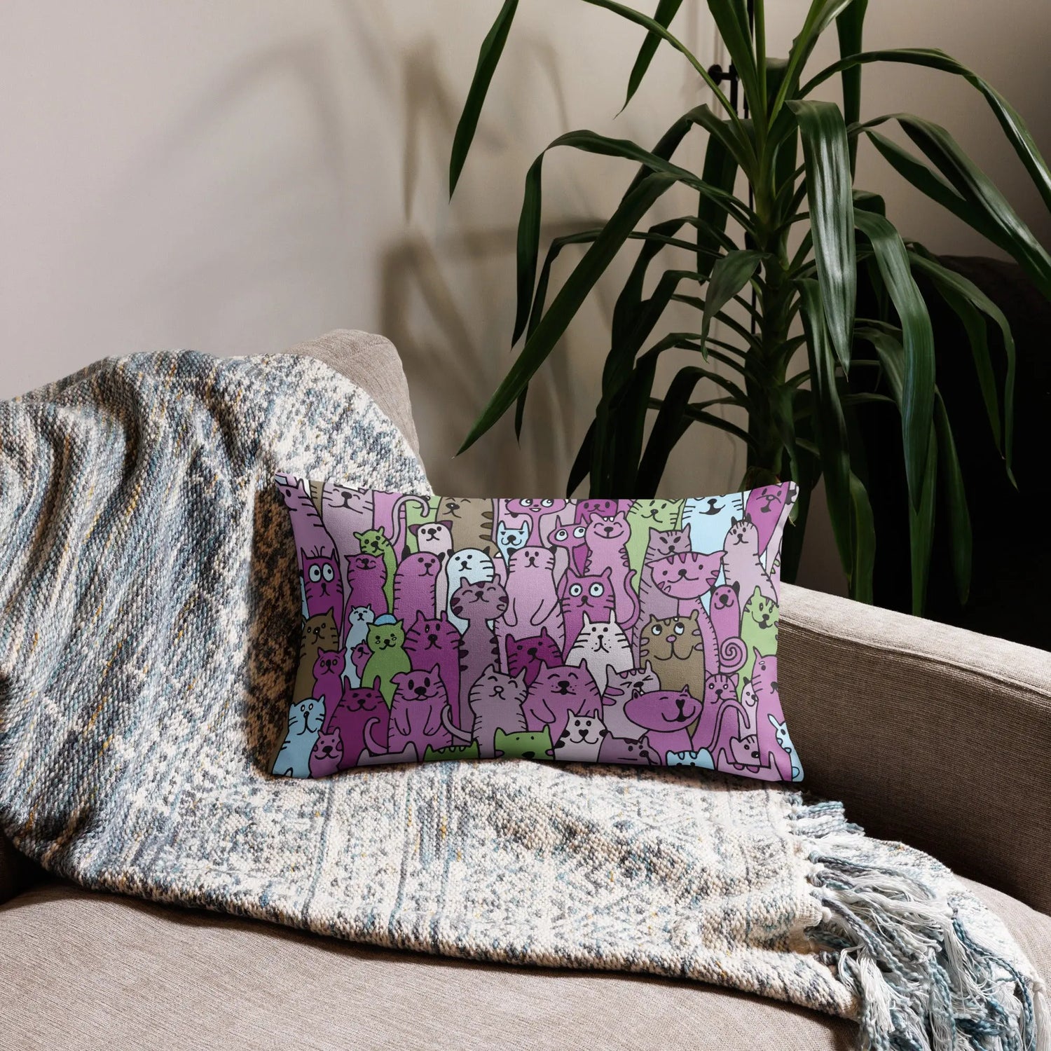 Cats All Over Pillow - Premium Comfort for Cat Lovers - 4Legz