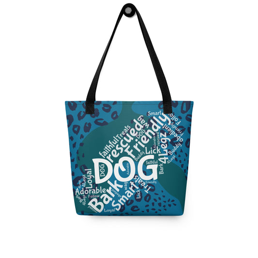 Dog Play on Words Blue and Green Tote bag