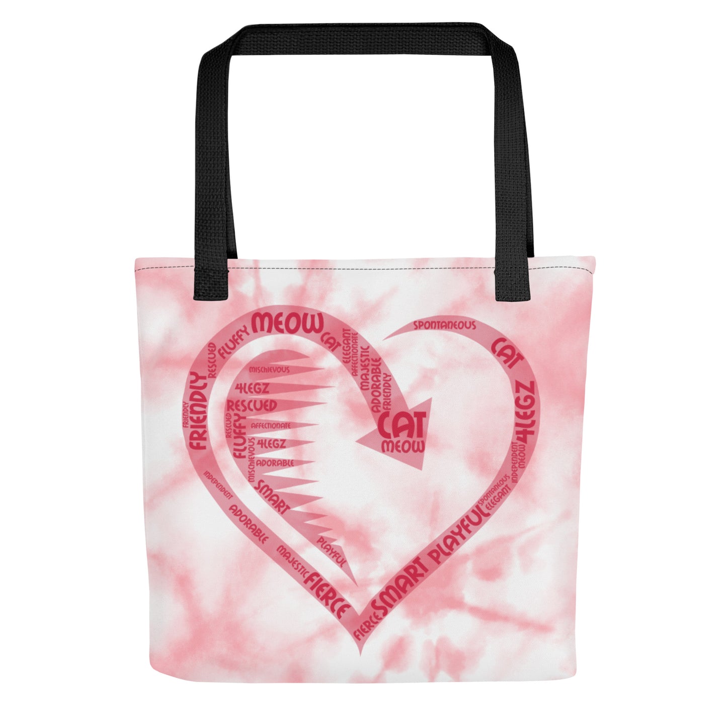 Cat Play on Words with a Red Heart Tote bag