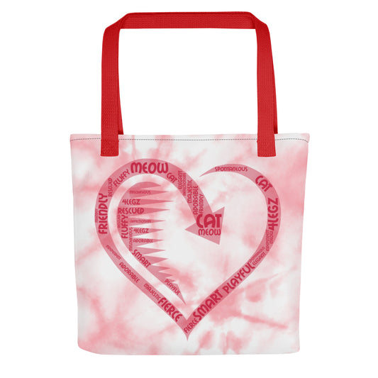 Cat Play on Words with a Red Heart Tote bag