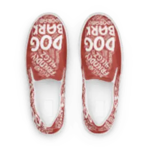 Dog Play on Words Shoes - Red Women’s Slip-On Canvas Shoes - 4Legz