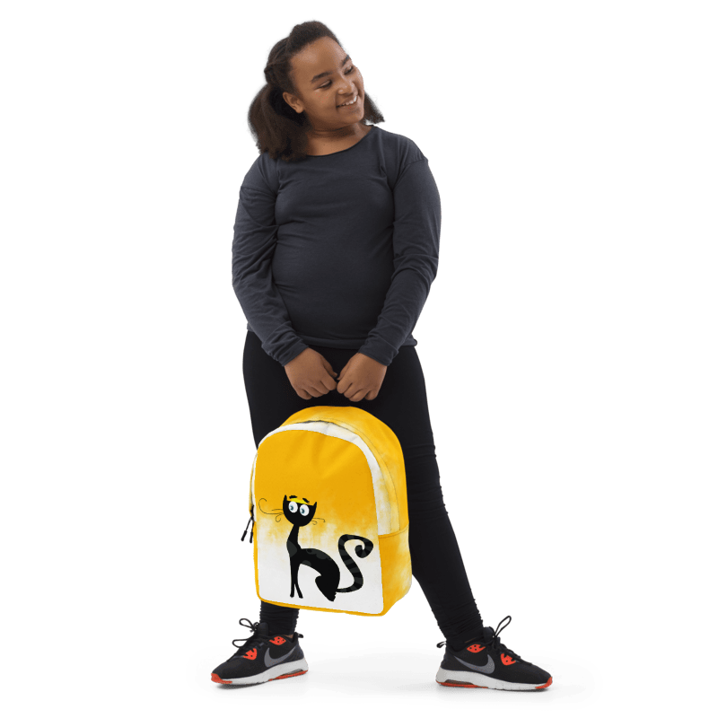 Black Cat with Yellow Background Minimalist Backpack