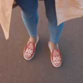 Dog Play on Words Shoes - Red Women’s Slip-On Canvas Shoes - 4Legz