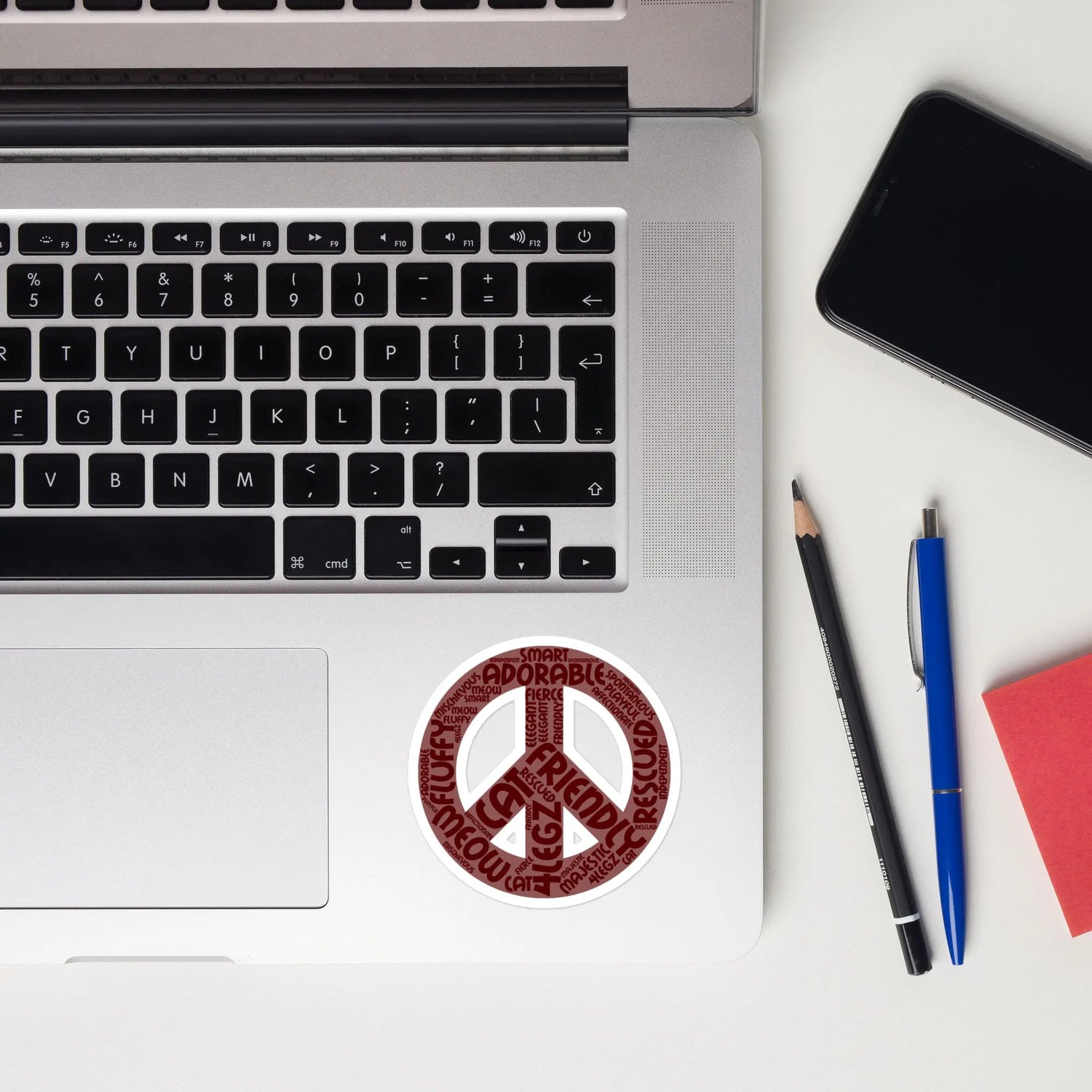 Peace with Cat Words Bubble-free stickers - 4Legz