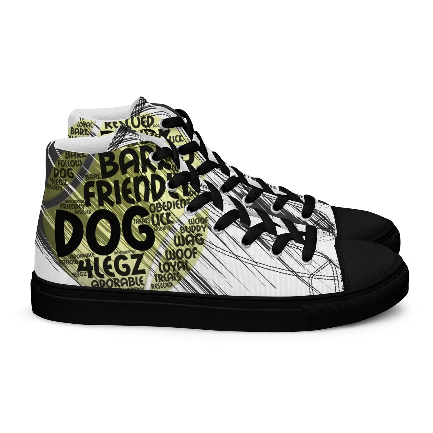 Dog Tennis Ball High Top Shoes for Men – Stylish Canvas Sneakers - 4Legz