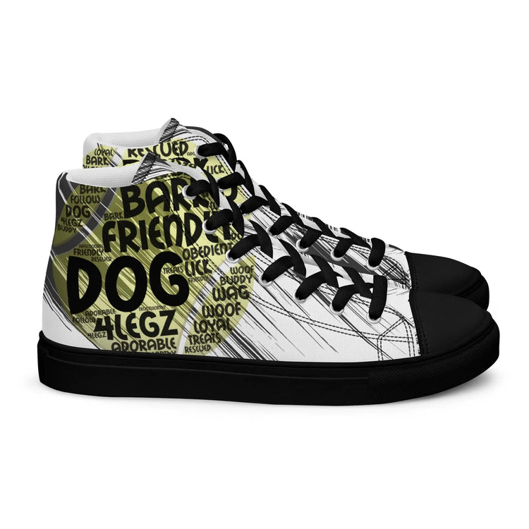 Dog Tennis Ball High Top Shoes for Men – Stylish Canvas Sneakers - 4Legz