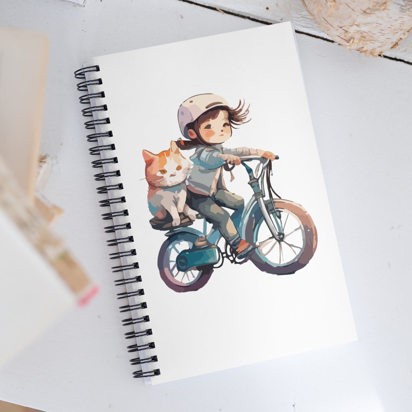 The Girl and her Cat Spiral notebook