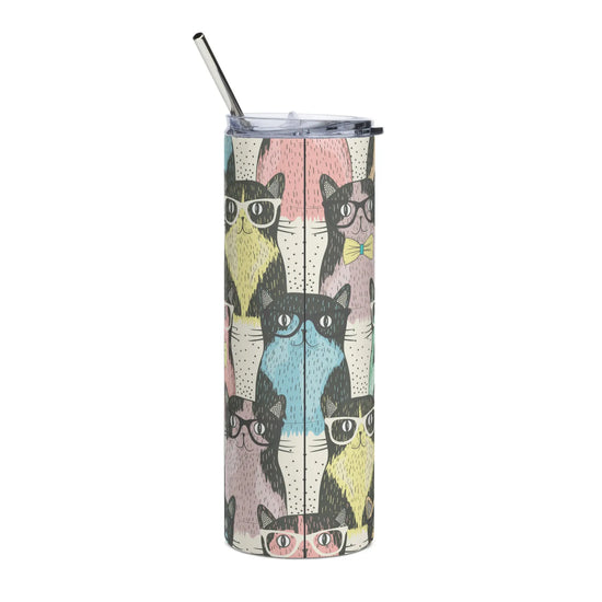 Cats All Over Tumbler - Stainless Steel Travel Mug for Cat Lovers - 4Legz