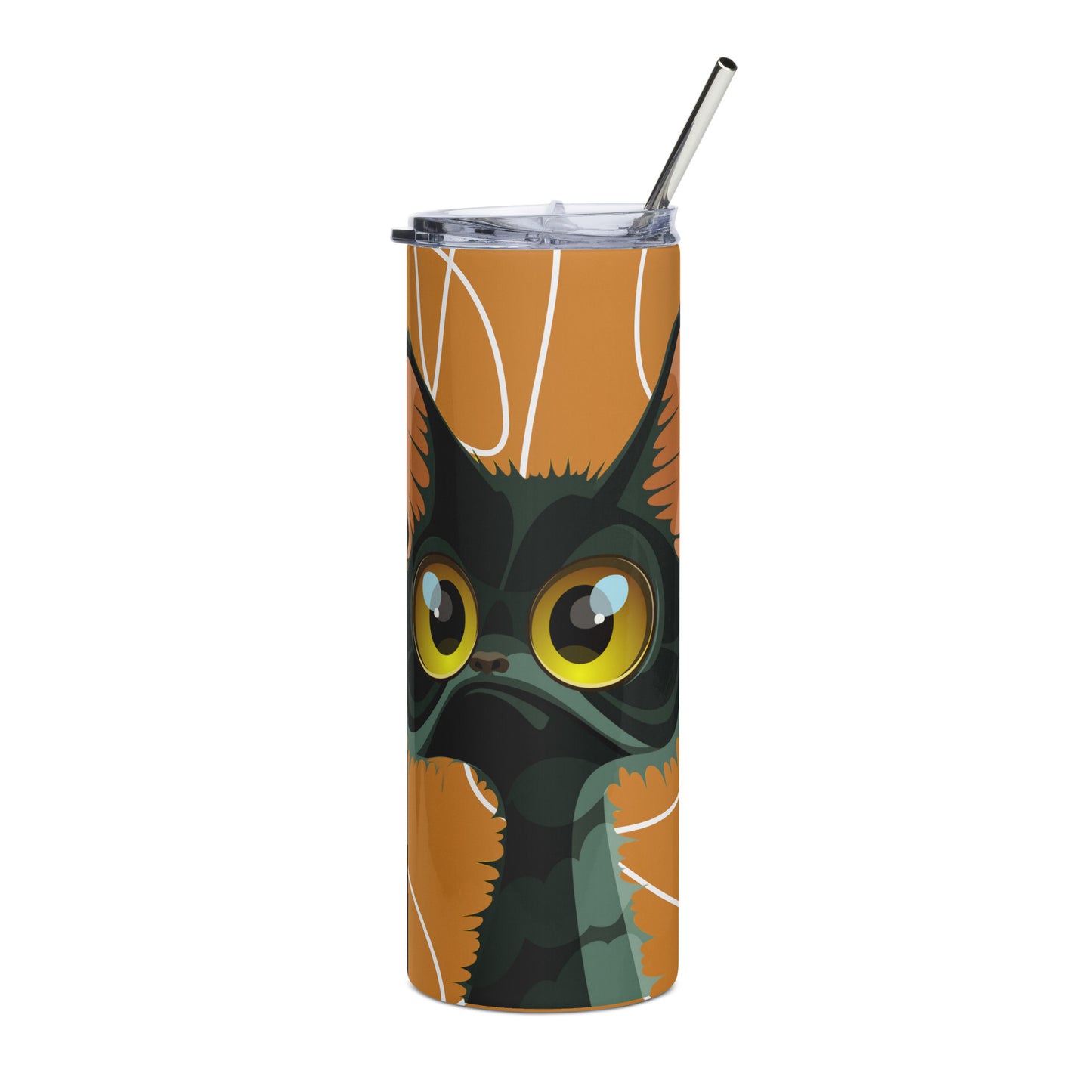 Cat with Orange background Stainless steel tumbler