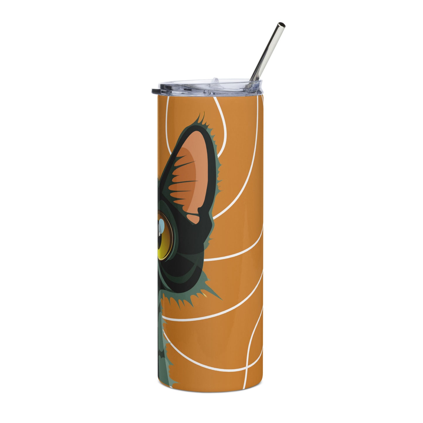 Cat with Orange background Stainless steel tumbler